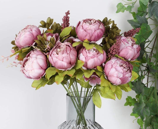 Vintage Peonies - Artificial Peony Flowers - Peony Bouquet Flowers - Silk Peony Flowers - Floral Stems - Artificial Peonies