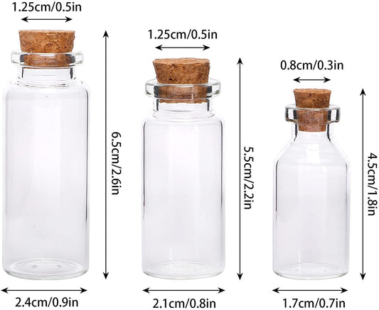 Mini glass Bottles - Diffuser Bottles - Vials with cork stoppers - Tiny Jars