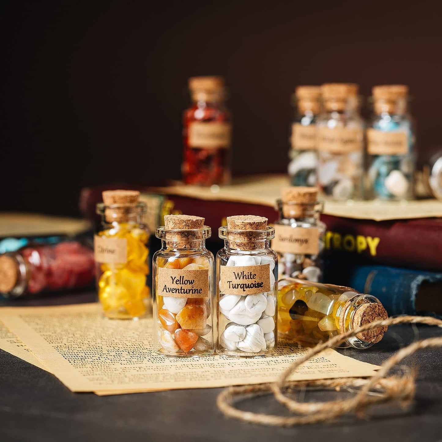 Mini glass Bottles - Diffuser Bottles - Vials with cork stoppers - Tiny Jars