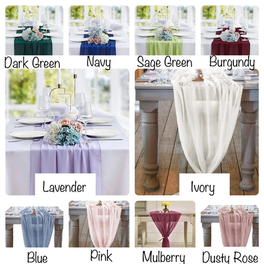 Table runner - 10ft Chiffon Table Runner - Romantic Wedding Runner Sheer Bridal Party Decorations - Wedding table decor - Elegant decor