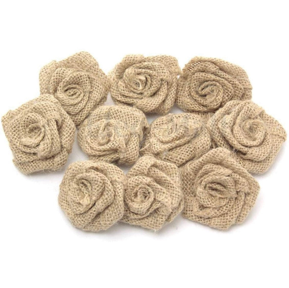 Burlap Roses - Artificial flowers - Boho Decor Roses - Jute Roses 10ct