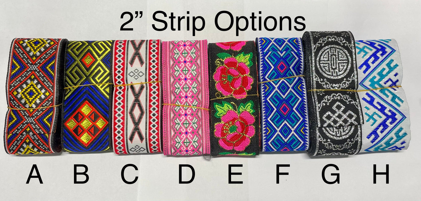 Western inlay cloth strip for belts, hatbands, headbands, and trim