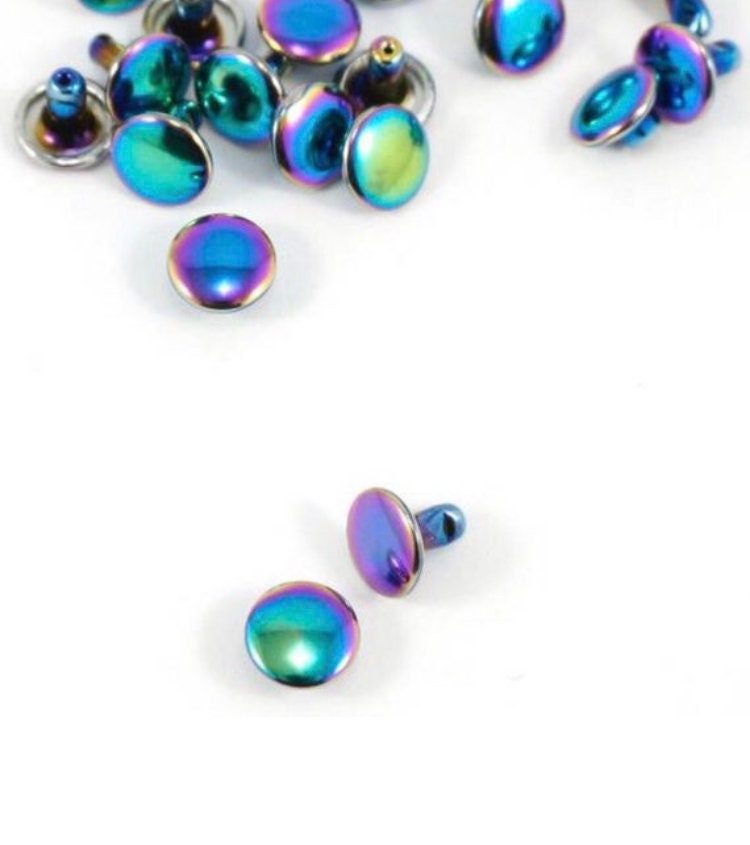 Rivets for Leather - 20ct 4mm 6mm 8mm Double Cap Rainbow Rivets