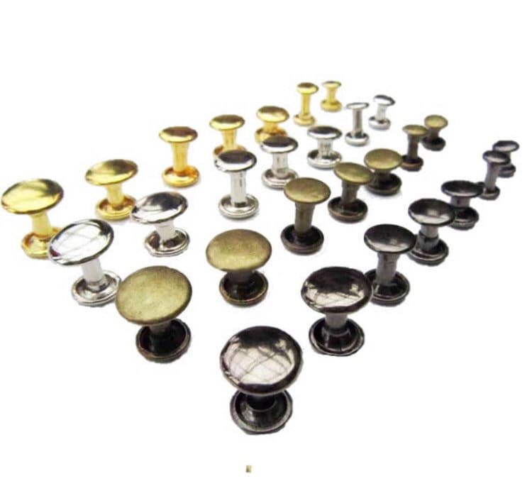 Single Cap Rapid Rivets for Leather - 50ct 3mm - 7mm sizes in Gold Silver Gunmetal and Bronze - Fast Shipping from USA!