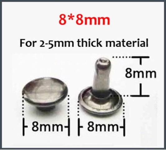 Gunmetal Rivets for Leather - 50ct 8mm Small Double Cap Rivet Studs - Fast Shipping from USA!