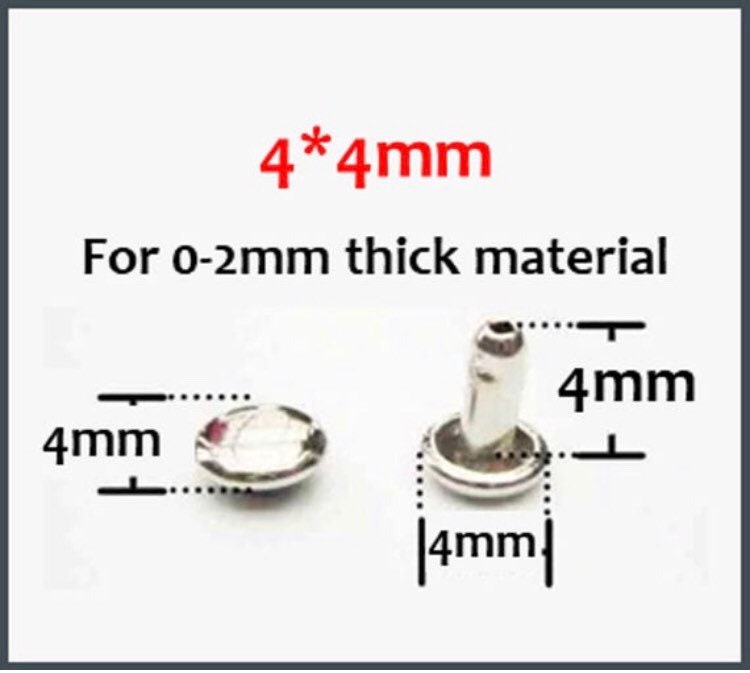 Single Cap Rapid Rivets for Leather - 50ct 3mm - 7mm sizes in Gold Silver Gunmetal and Bronze - Fast Shipping from USA!