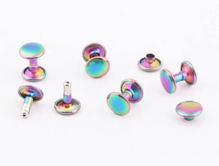 Rivets for Leather - 20ct 4mm 6mm 8mm Double Cap Rainbow Rivets