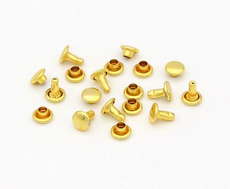 Gold Rivets for Leather - 50ct 6mm Gold Cap Rivet Studs - Fast Shipping from USA!