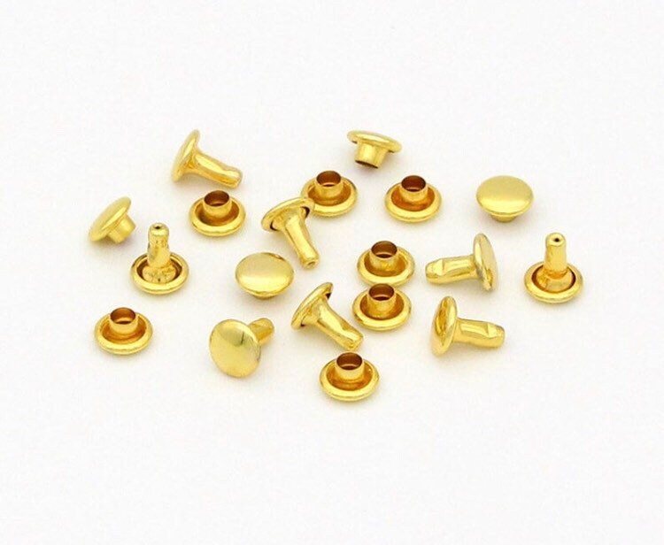 Single Cap Rapid Rivets for Leather - 50ct 3mm - 7mm sizes in Gold Silver Gunmetal and Bronze - Fast Shipping from USA!