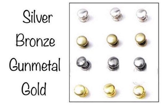 Single Cap Rapid Rivets for Leather - 50ct 3mm - 7mm sizes in Gold Silver Gunmetal and Bronze - Fast Shipping from USA!