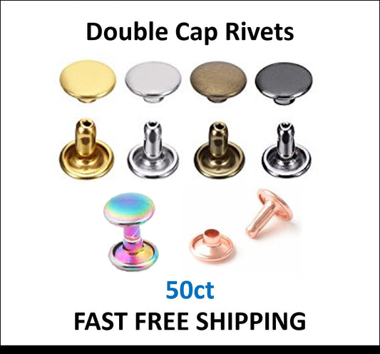 Rivets for Leather Biothane Fabric and Crafts - 50ct Small Medium Large Cap Rivets - 4mm 6mm 8mm 9mm Sizes Available - Fast Shipping!