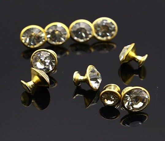 Long Post Crystal Rivets - Clear 8x6mm Extended Post Rivets - White Rivets for Leather