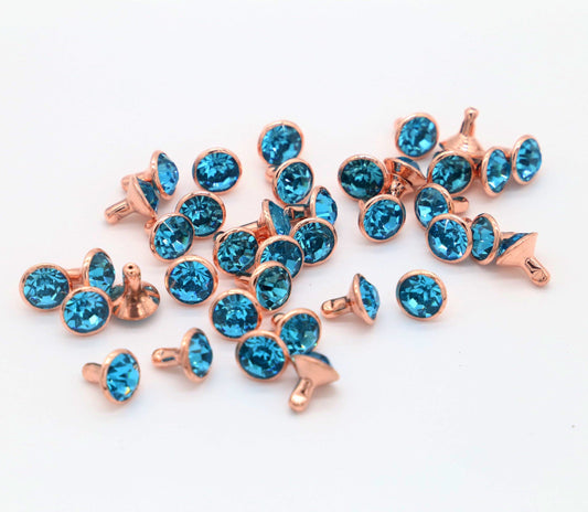 8mm Crystal Rivets with Rose Gold Post