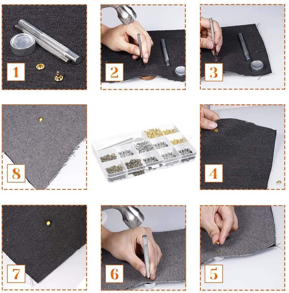 Colored Turquoise Rivet Kit - 320 sets of 6mm 8mm 10mm Dome Rivets with hole punch and carry case - Red Turquoise - Green Turquoise