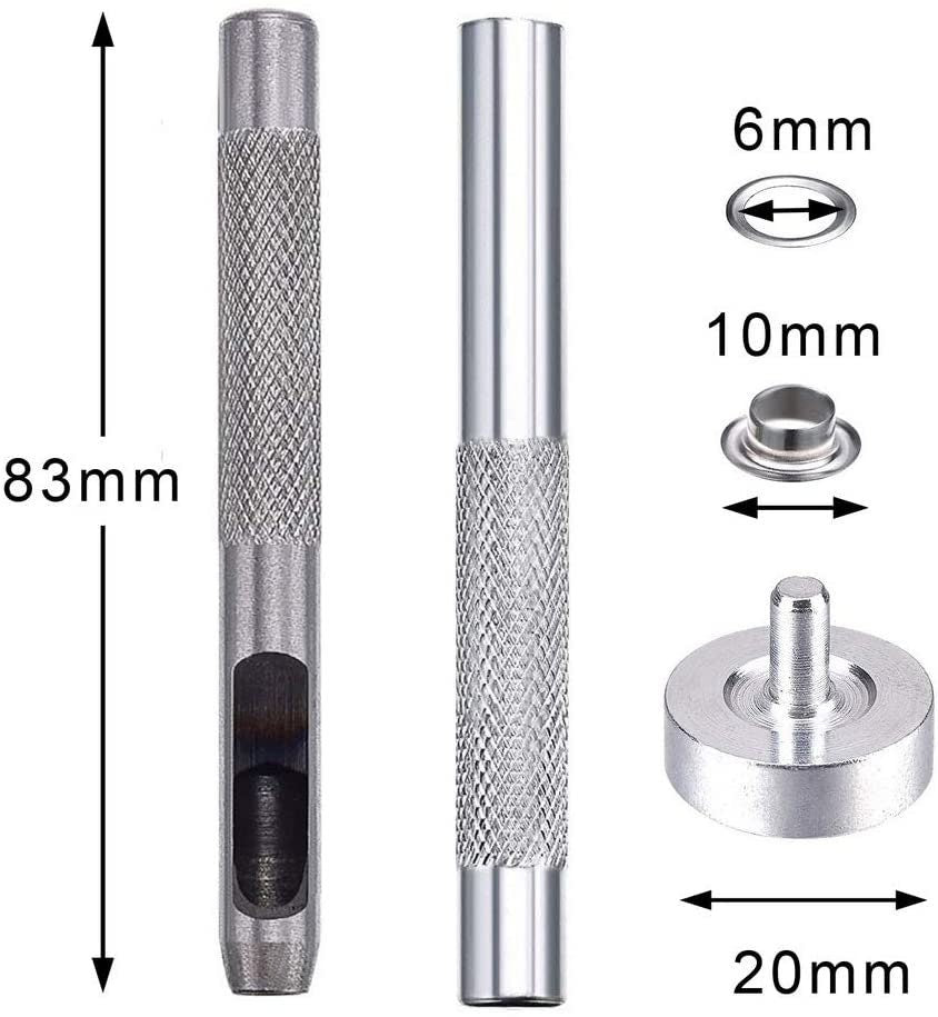 Metal Grommet Kit - 400pc 1/4" 6mm Eyelets with Washers, Eyelet Setting Tools and Carry Case