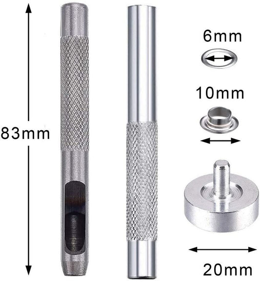 Metal Grommet Kit - 400pc 1/4" 6mm Eyelets with Washers, Eyelet Setting Tools and Carry Case