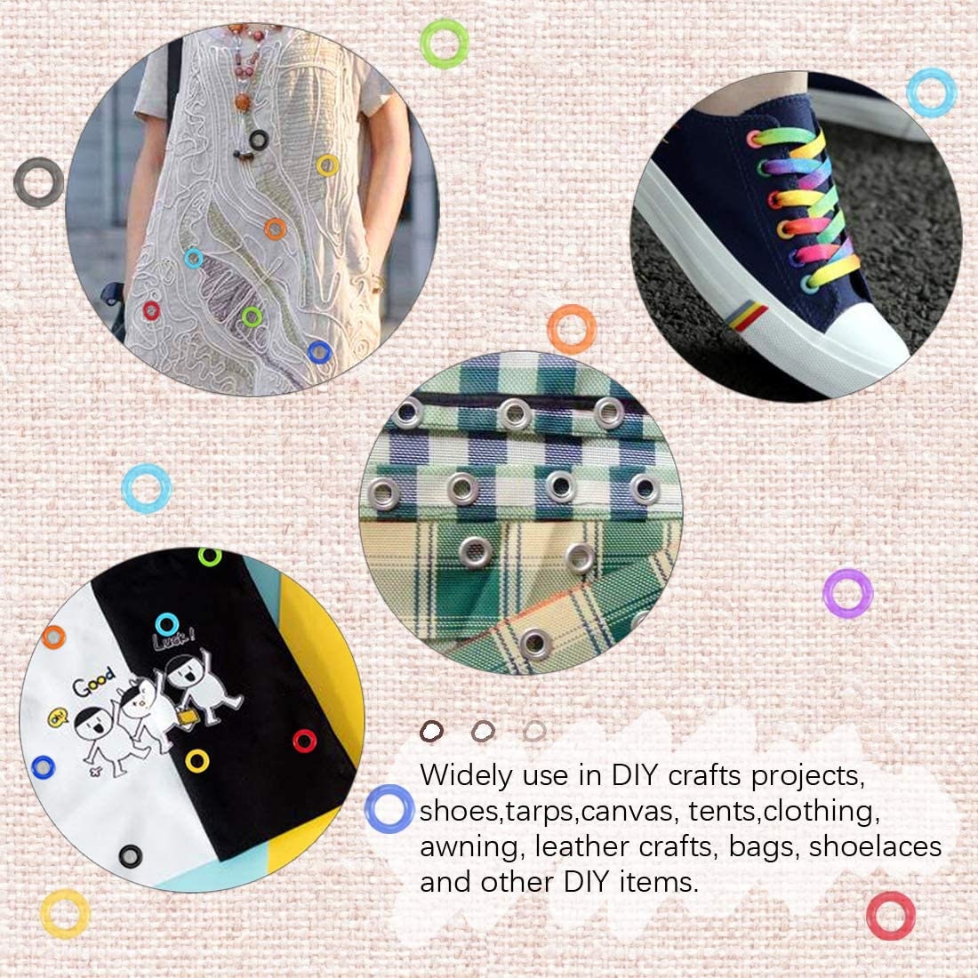 Metal Grommet Kit - 120pc 3/8" 10mm Eyelets with Washers, Eyelet Setting Tools and Carry Case