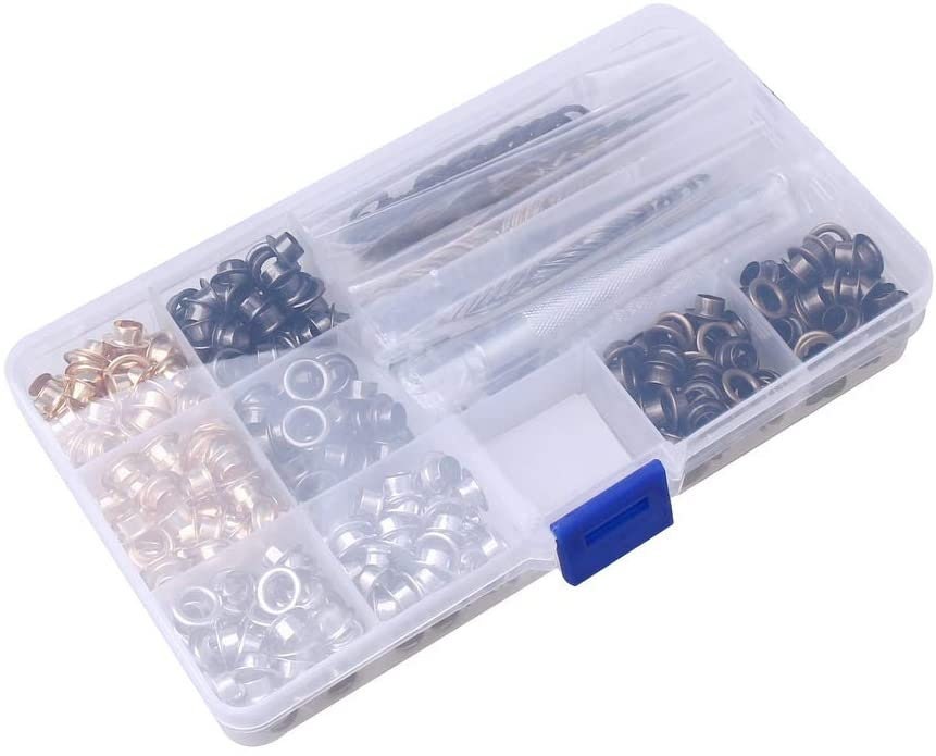 Metal Grommet Kit - 400pc 1/4" 6mm Eyelets with Washers, Eyelet Setting Tools and Carry Case