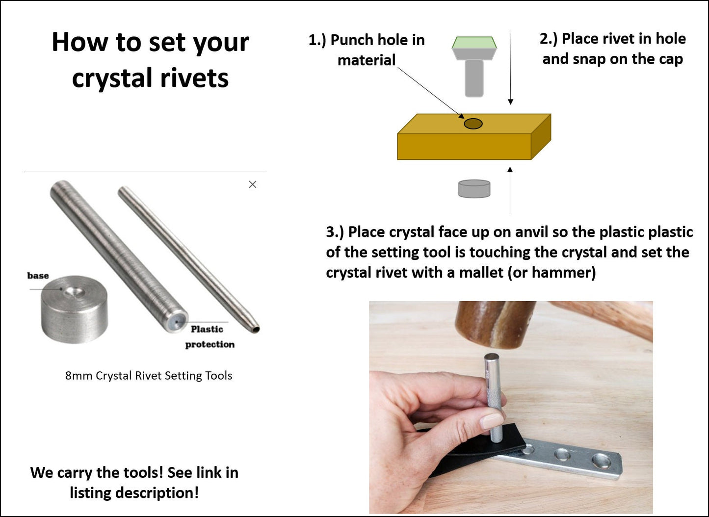 Crystal Rivet Sampler Box - Bulk Savings 300 Crystal Rivets with carry case - 50% markdown from retail value!