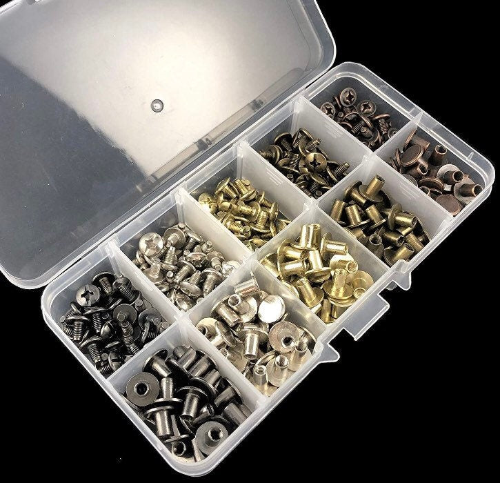 Chicago Screw Rivet Kit 5/16” - 150ct 5 colors - Easy install! No tools required! Perfect for tags