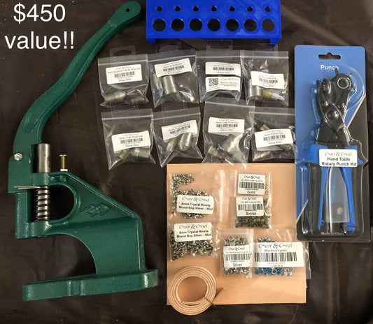 Rivet Press with 8 Die Sets, Rotary punch, Rivets, and Eyelets - Unique Christmas gifts for her