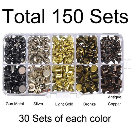 Chicago Screw Rivet Kit 5/16” - 150ct 5 colors - Easy install! No tools required! Perfect for tags