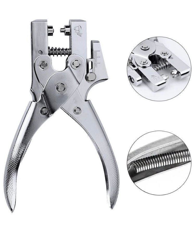 Eyelet pliers and hole punch tool with 100 self backing 3/16” grommets