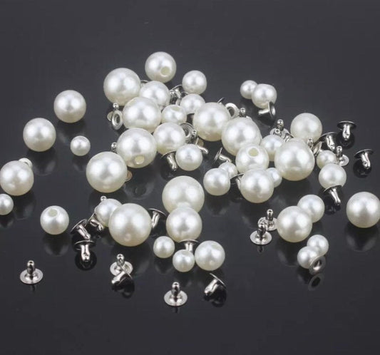 Pearl Rivets - 6mm 8mm Mixed Size Pin Pearls