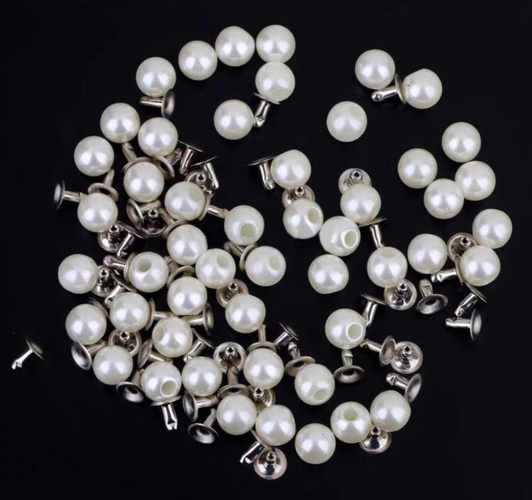 Pearl Rivets - 6mm 8mm Mixed Size Pin Pearls