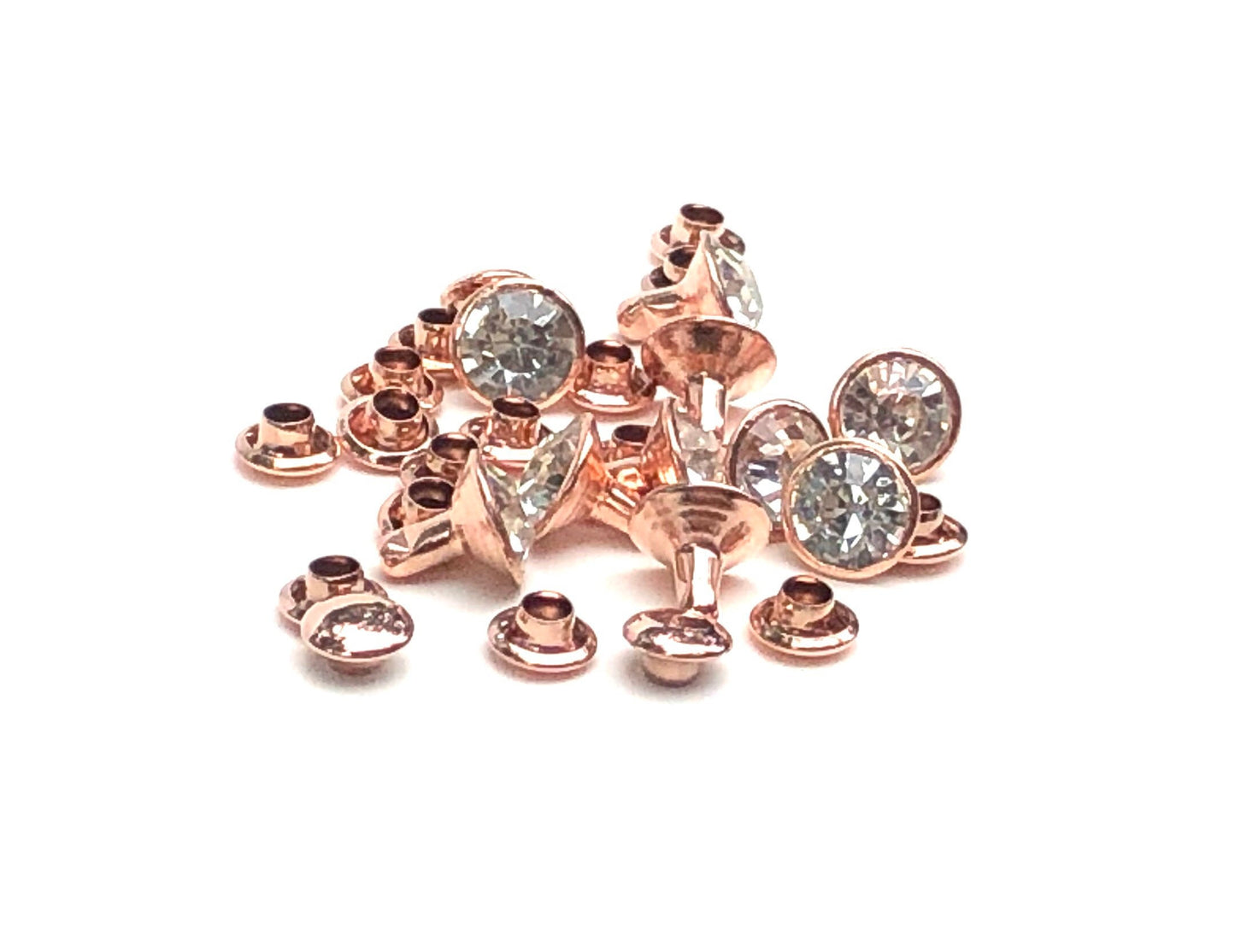 8mm Crystal Rivets with Rose Gold Post