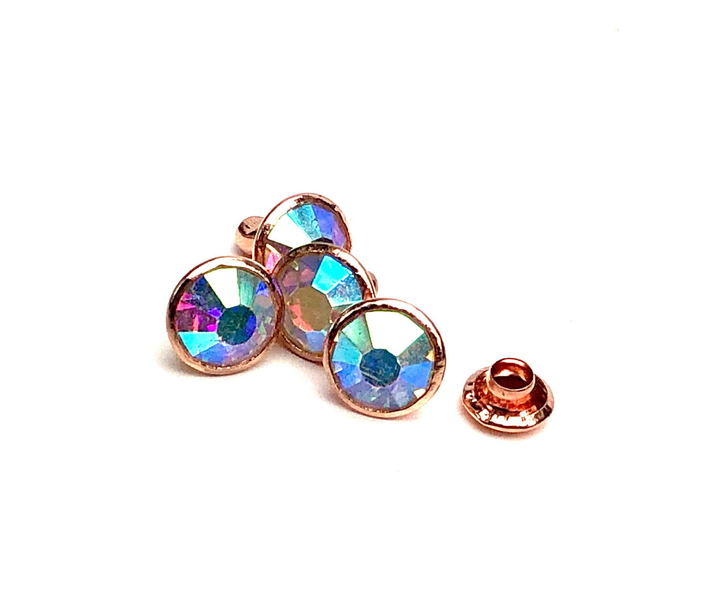 8mm Crystal Rivets with Rose Gold Post