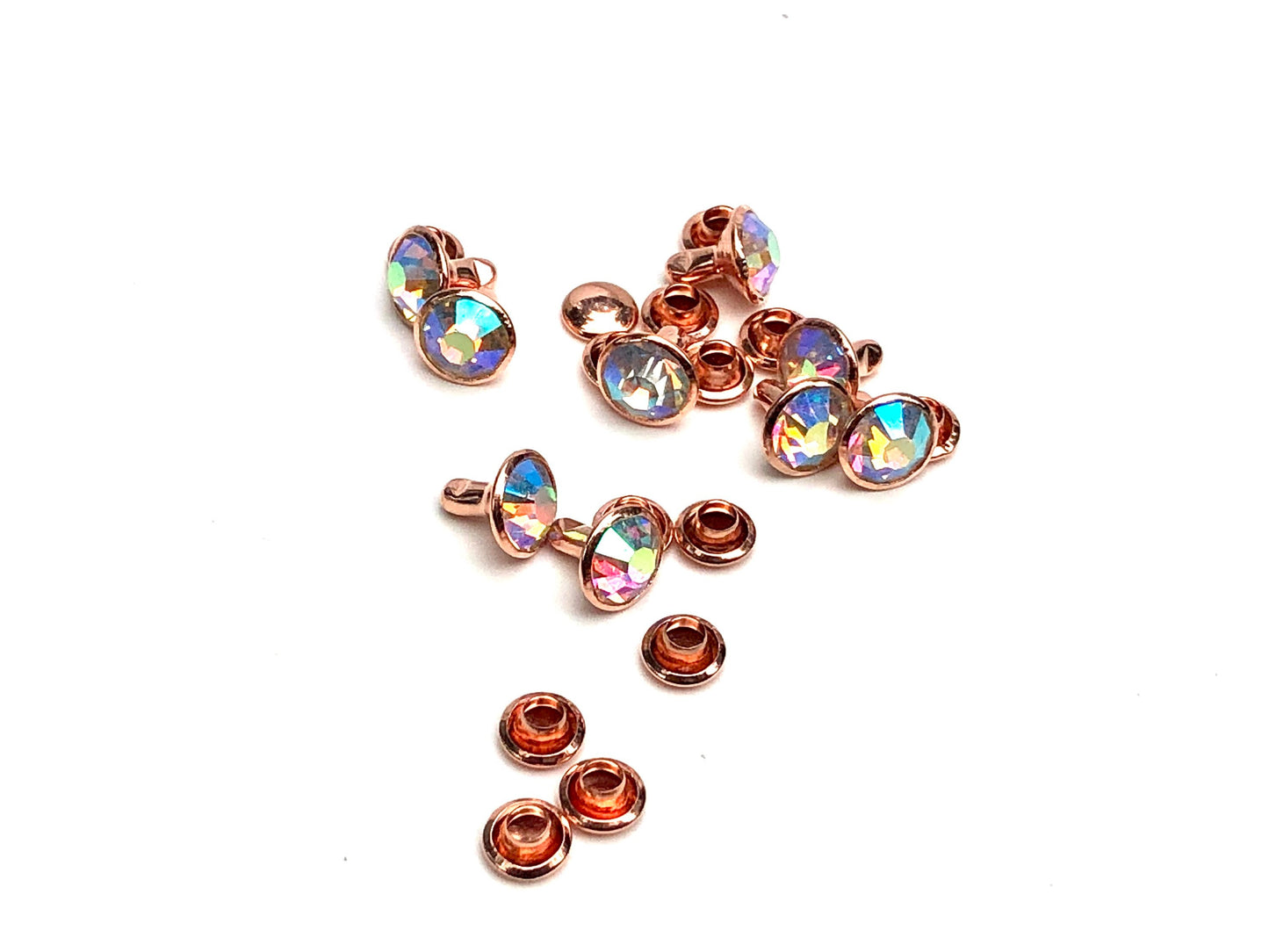 8mm Crystal Rivets with Rose Gold Post