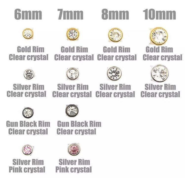 Rhinestone claw rivets - 6mm 7mm 10mm Crystal spike prong rivets - Crystal Rhinestone Round Spots