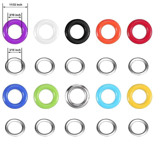Colored Grommet Kit - 400pc 3/16" 5mm Eyelets with Washers, Eyelet Setting Hand Tools and Carry Case