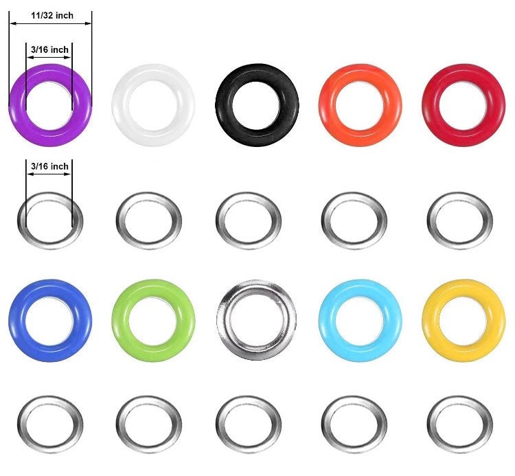Colored Grommet Kit - 400pc 3/16" 5mm Eyelets with Washers, Eyelet Setting Hand Tools and Carry Case