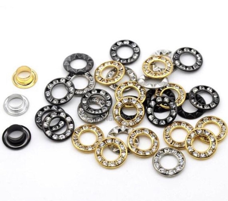 6mm 1/4” Crystal Eyelets - Crystal Grommets - 10ct