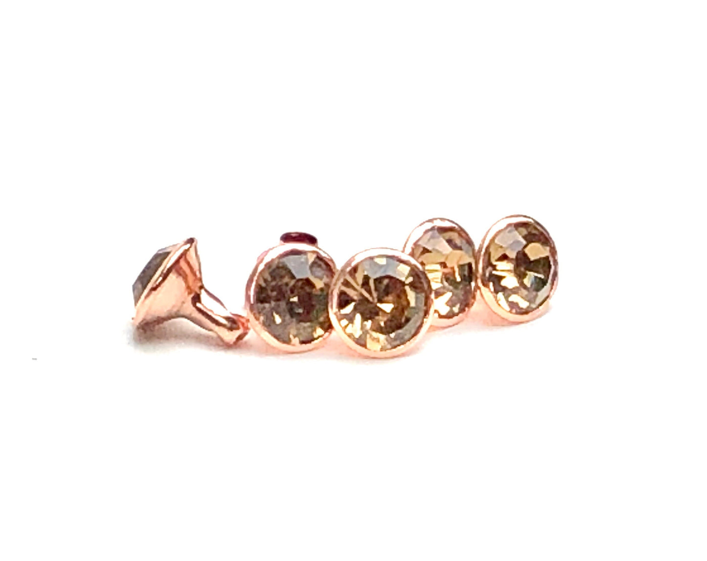 8mm Crystal Rivets with Rose Gold Post