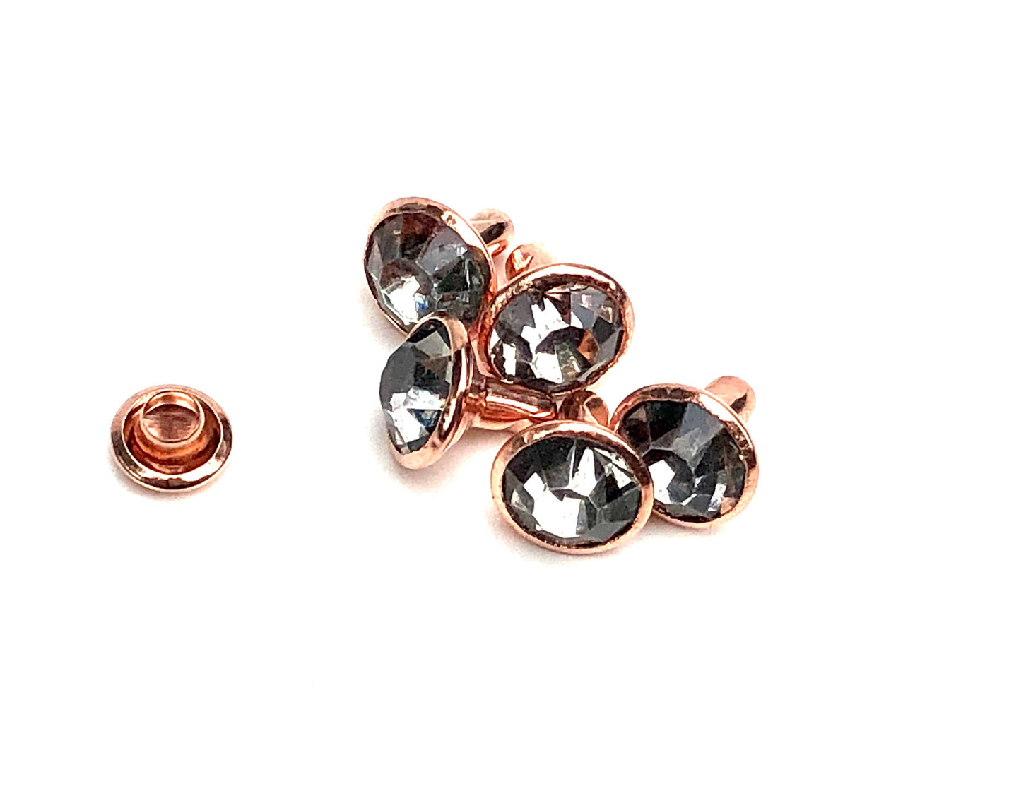 8mm Crystal Rivets with Rose Gold Post