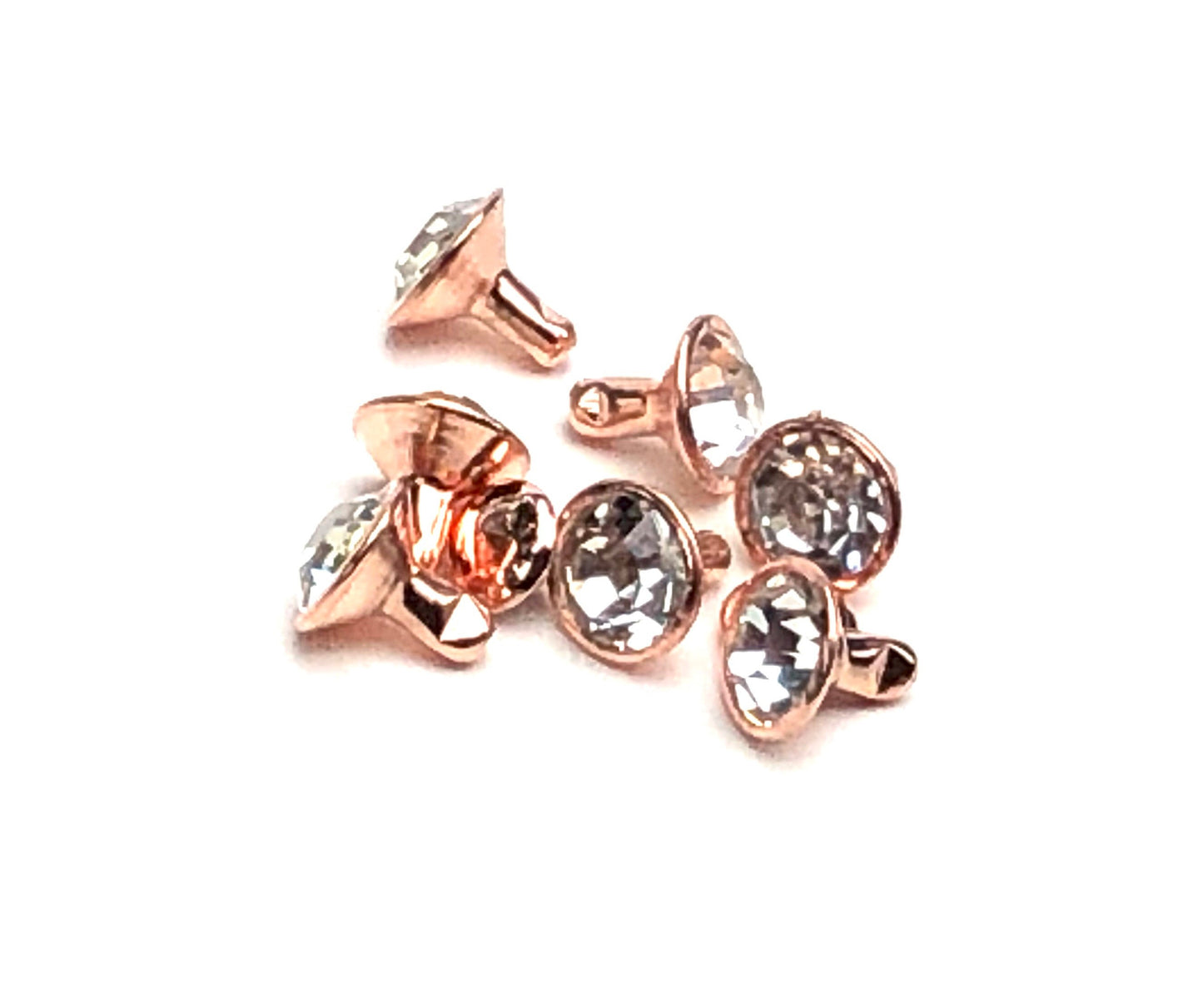 8mm Crystal Rivets with Rose Gold Post