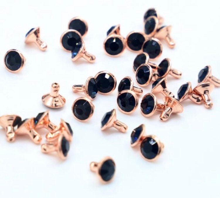 8mm Crystal Rivets with Rose Gold Post