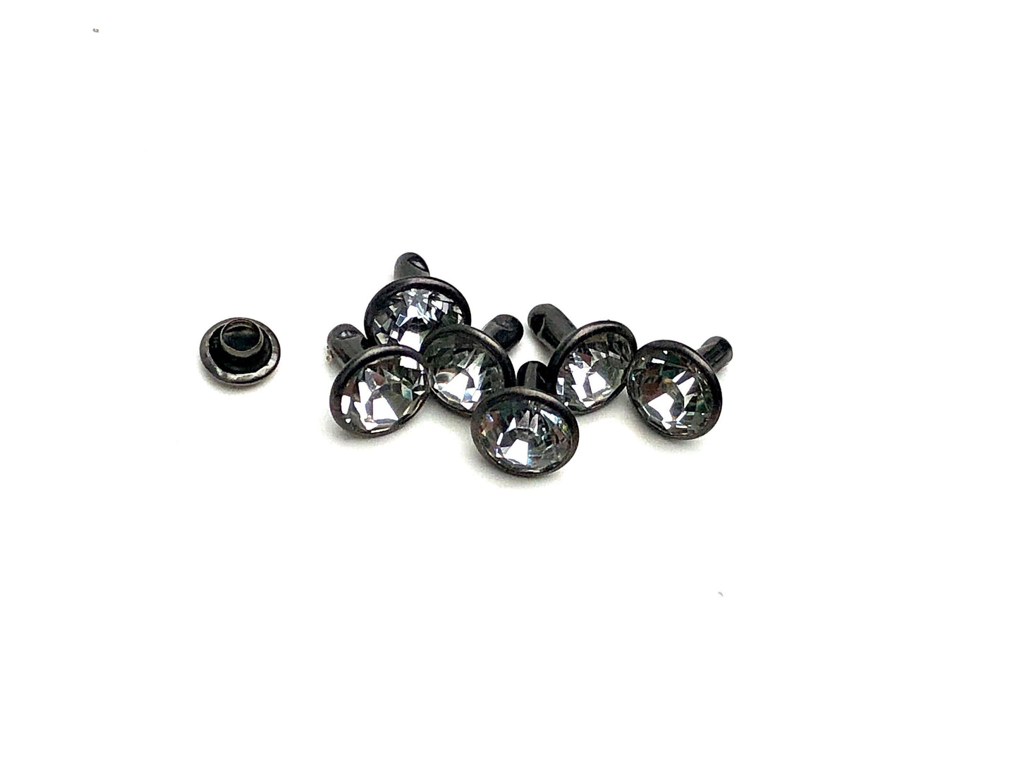 8mm Clear Black Gunmetal Post Crystal Rivets