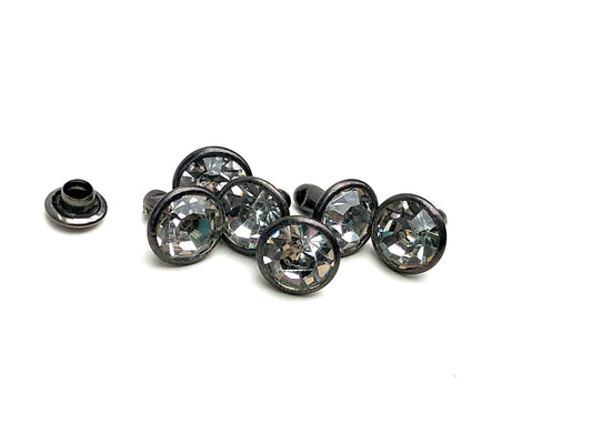 8mm Clear Black Gunmetal Post Crystal Rivets