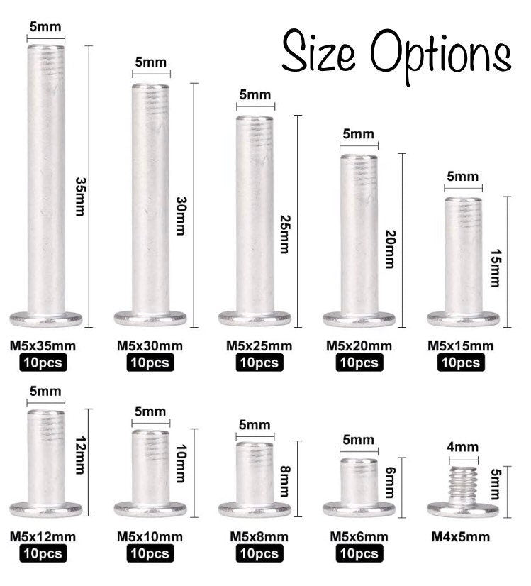 Stainless Steel Chicago Screw Rivets - multiple sizes - Easy install ...