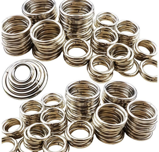 Metal Ring - Webbing Hardware - 10ct Silver and Gold Metal O-Rings for Dog Collars, Leashes, Purses, Bags, Key Chains, and Straps