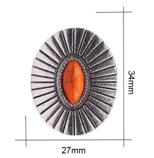 Turquoise metal concho button - sew on western button