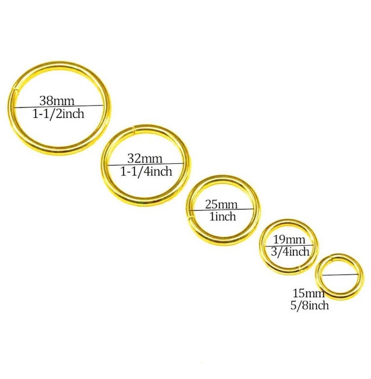 Metal Ring - Webbing Hardware - 10ct Silver and Gold Metal O-Rings for Dog Collars, Leashes, Purses, Bags, Key Chains, and Straps