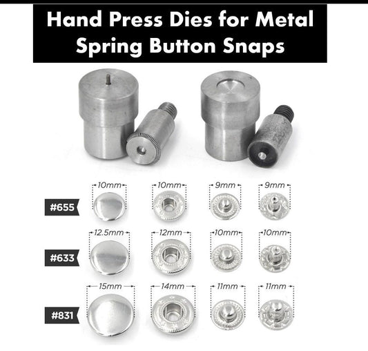 Spring Snap Button Dies for Hand Press - Dies for Setting #655, #633, Metal Snaps