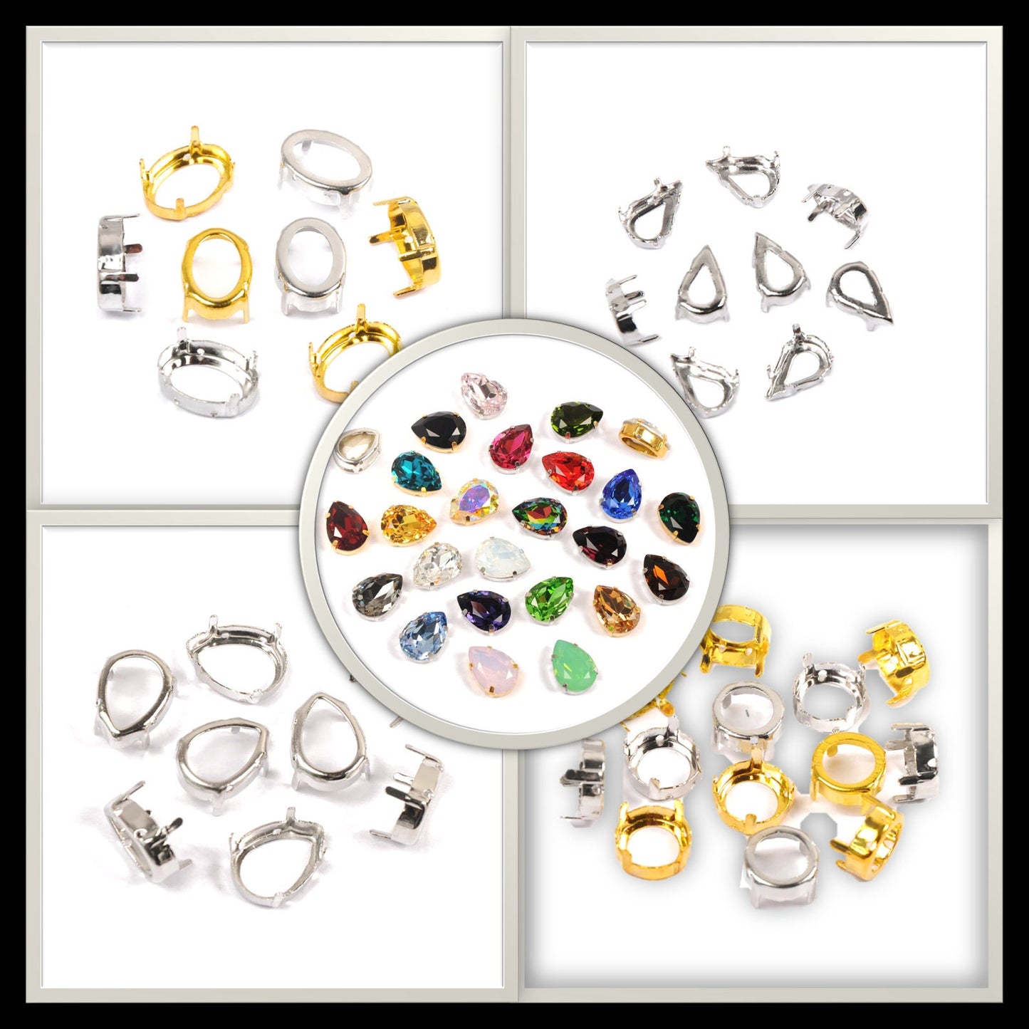 Gemstone Cabochon Settings - Sew on, Glue on, or use as as Rim Set