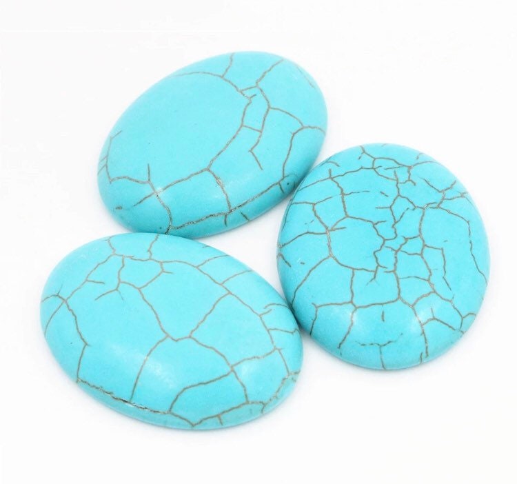 10pc Turquoise Stone Cabochon - Flat back Cabochon for jewelry and leather