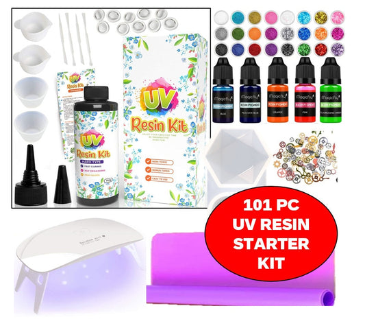 UV Resin Starter Kit with Light, UV Resin, UV Resin Dye, Resin Mold, Resin Supplies, and Glitter - Gifts for her